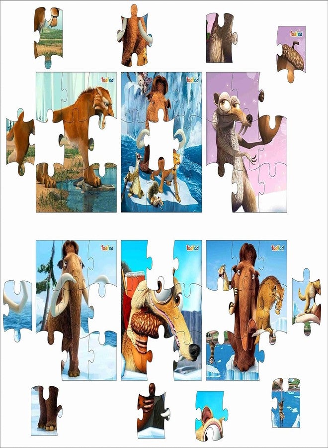 TodFod Wooden Jigsaw Puzzles Toy for Kids & Children 54 Pieces 6 in 1 Jigsaw Puzzles Educational Toy for Cognitive Development Anime Cartoon Characters Puzzle (Ice Ege & Spunch Bob) - Image 4